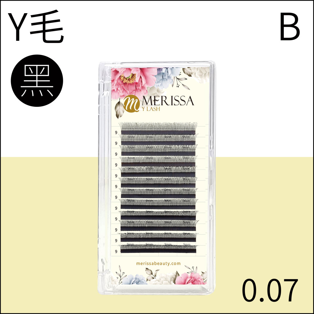 【黑色】夏綠蒂YY睫毛0.07 B捲/12排裝