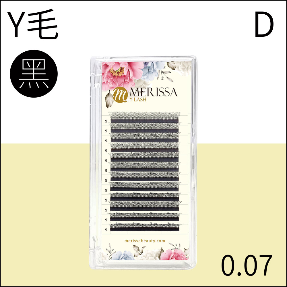 【黑色】夏綠蒂YY睫毛0.07 D捲/12排裝
