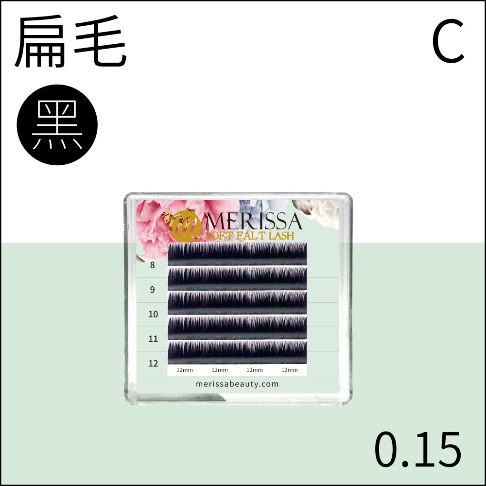 【黑色】雙尖扁毛0.15 C捲/5排裝
